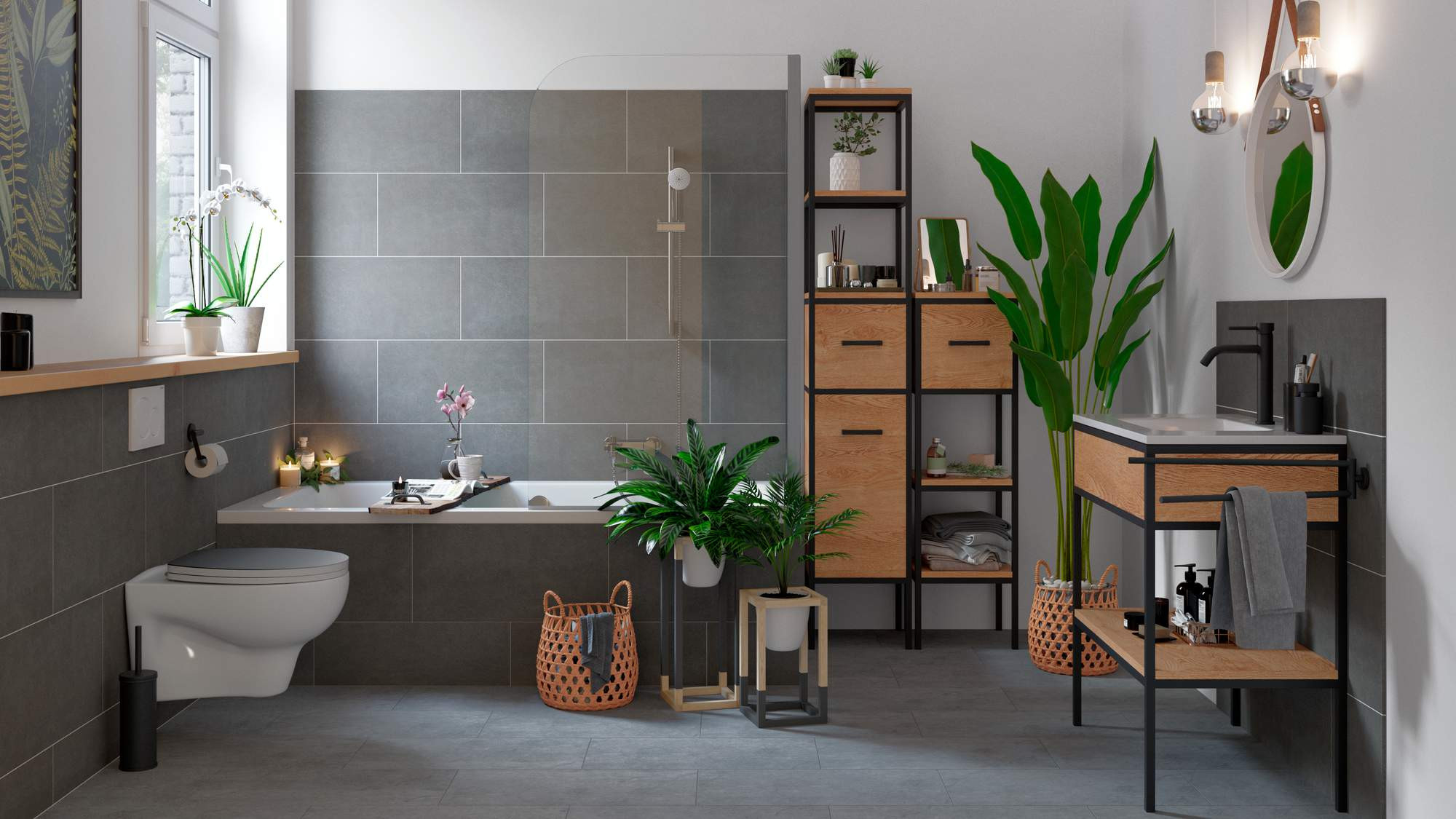 Badezimmer In Grau Gestalten: Ideen &amp; Inspiration | Obi inside Badezimmer Anthrazit Holz