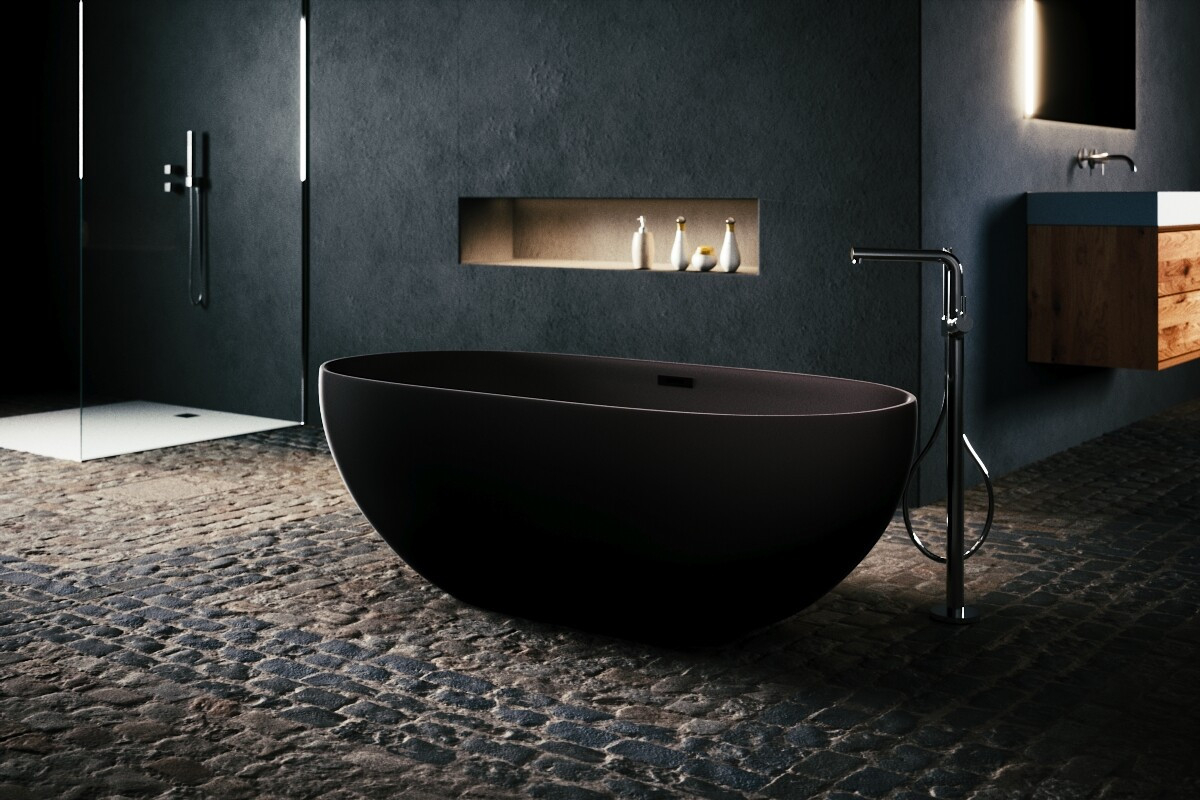 Freistehende Badewanne Schwarz Matt [One-Bath] within Badezimmer Freistehende Badewanne