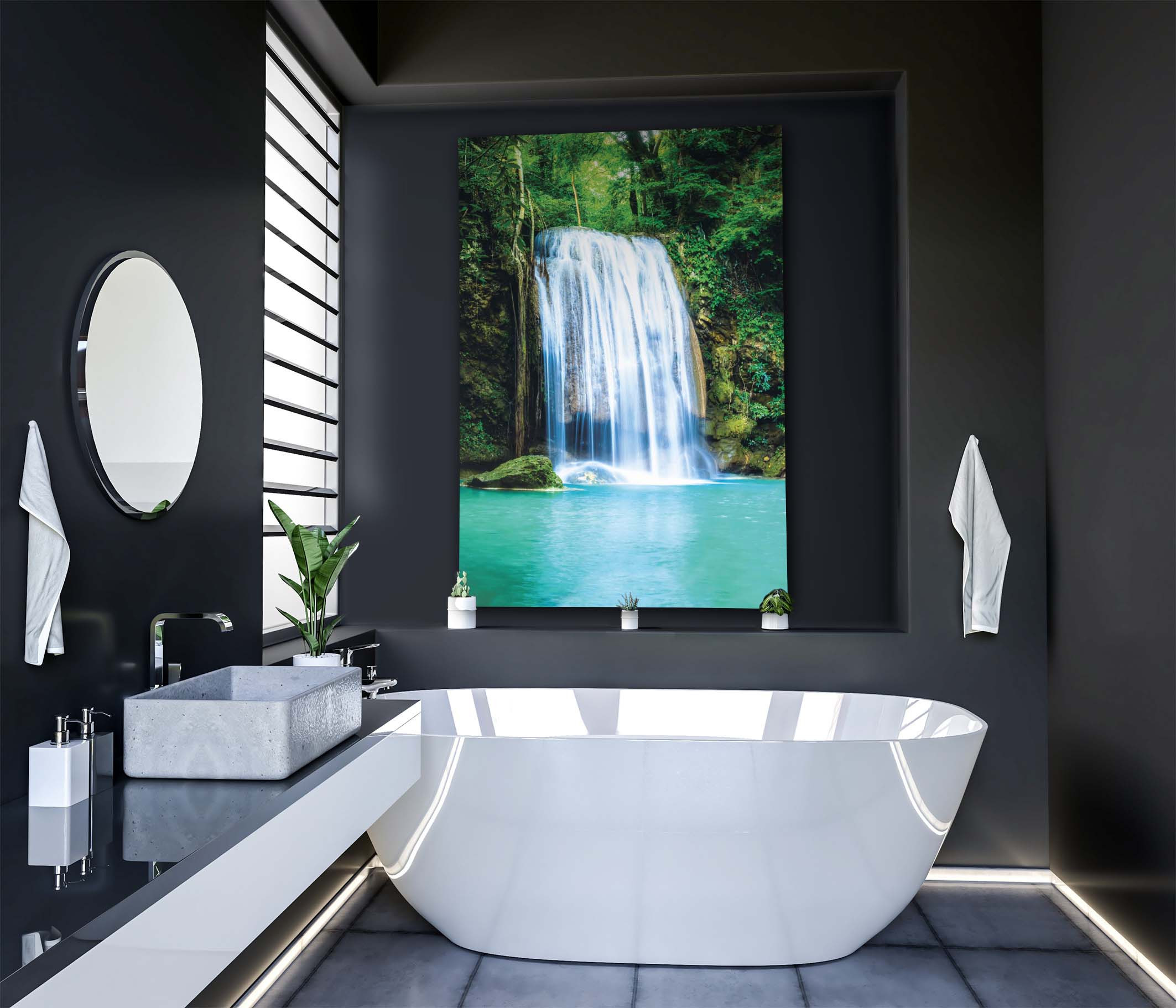 Wandbild Wasserfall , Natur &amp; Landschaft | Bilderwelt Xxl in Wandbild Badezimmer