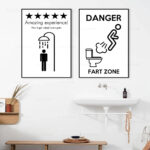 Lustige Badezimmer Regeln Noridc Wand Kunst Leinwand Malerei Schwarz Weiß  Poster Drucke Wc Humor Bilder Bad Hause Dekoration With Regard To Lustige Badezimmer Regeln