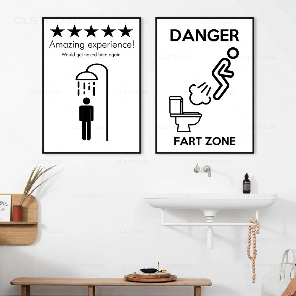 Lustige Badezimmer Regeln Noridc Wand Kunst Leinwand Malerei Schwarz Weiß  Poster Drucke Wc Humor Bilder Bad Hause Dekoration with regard to Lustige Badezimmer Regeln