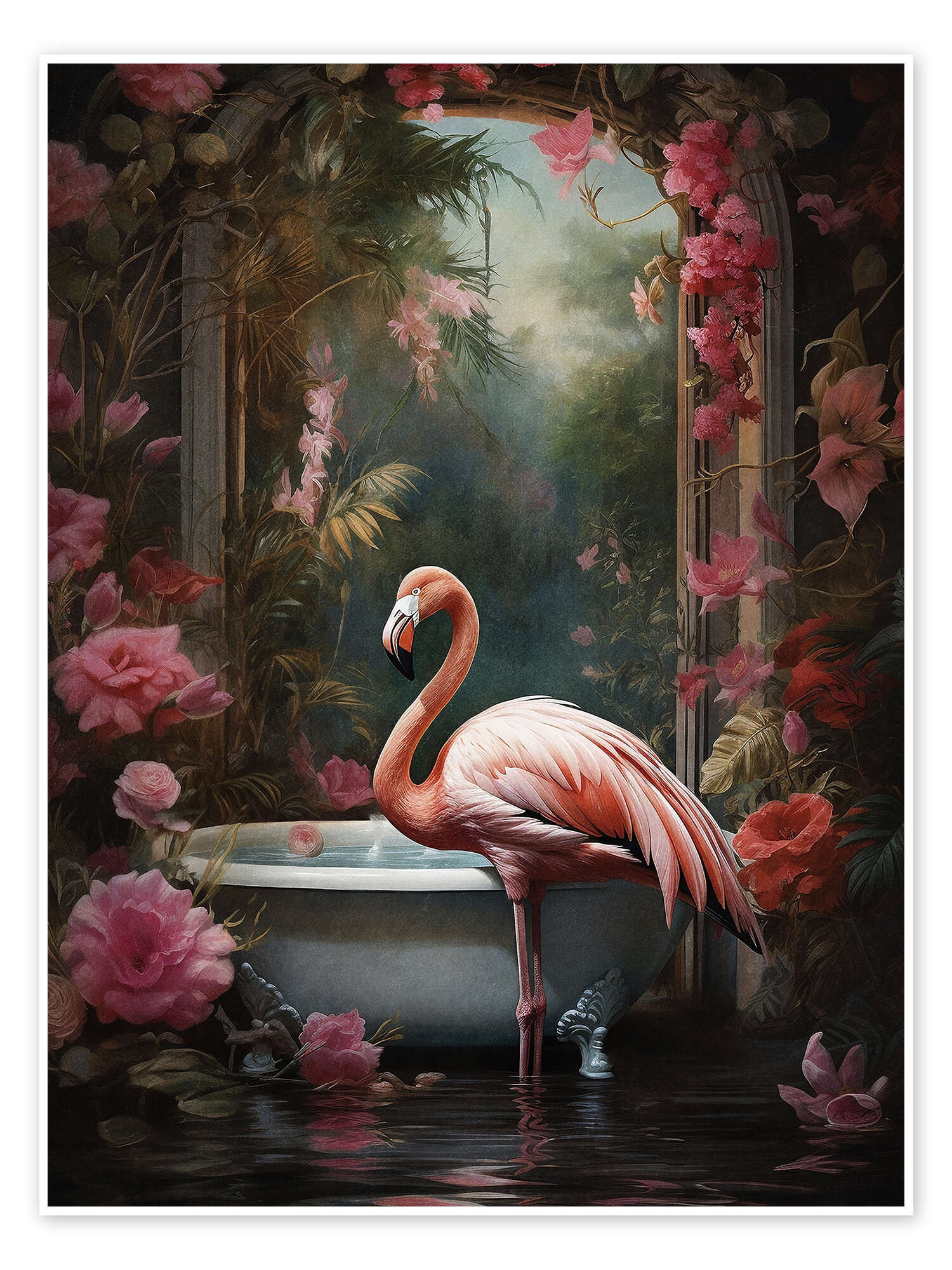 Wandbild „Flamingo Im Badezimmer“ Von Olga Telnova | Posterlounge.de throughout Poster Für Badezimmer